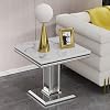 Faux Marble Coffee Table, Modern Square Faux Marble Printed Top Square Faux Marble Coffee Table Tea Table, Stainless Steel Base with Finish Silver, 22.83 inch