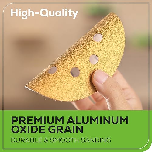 Miniatura 4 de Greenworks Kit de almohadillas de lija de 5 pulgadas con 8 agujeros y gancho y bucle, papel de lija de órbita aleatoria, lijadora fina de grano