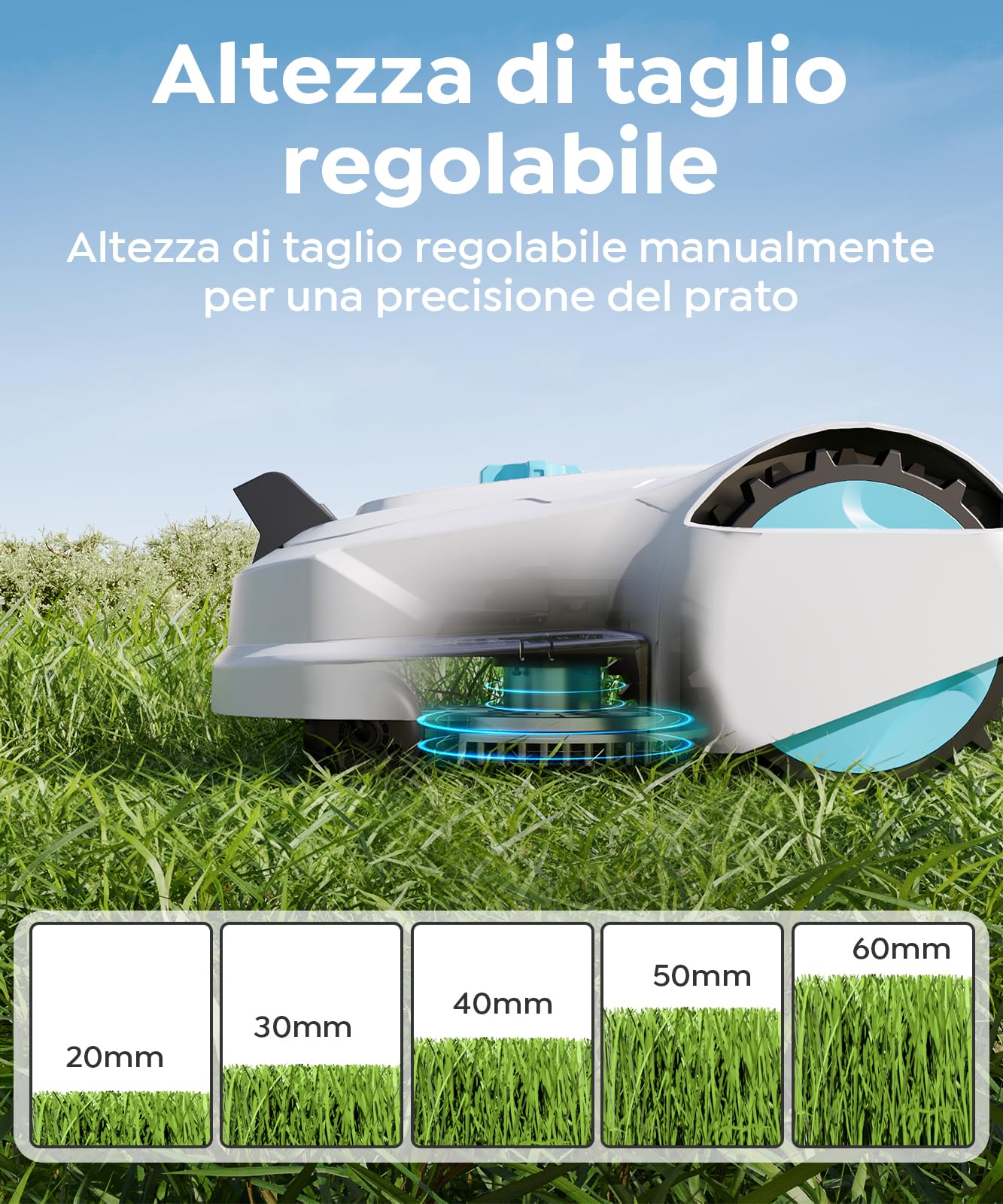 YARDCARE M800Plus Robot Tagliaerba Senza Filo Perimetrale, 800 m², Posizionamento GPS + Visione AI, Robot Tosaerba, Modalità di Taglio a U, Rilevamento di 150 Ostacoli, Ricarica Automatica, App