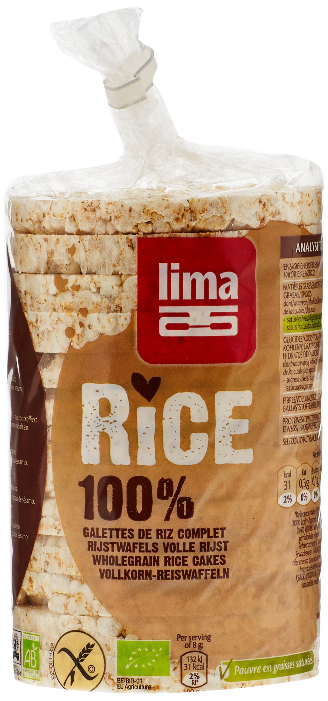 Lima Galettes de riz complet sans gluten 100G Bio -