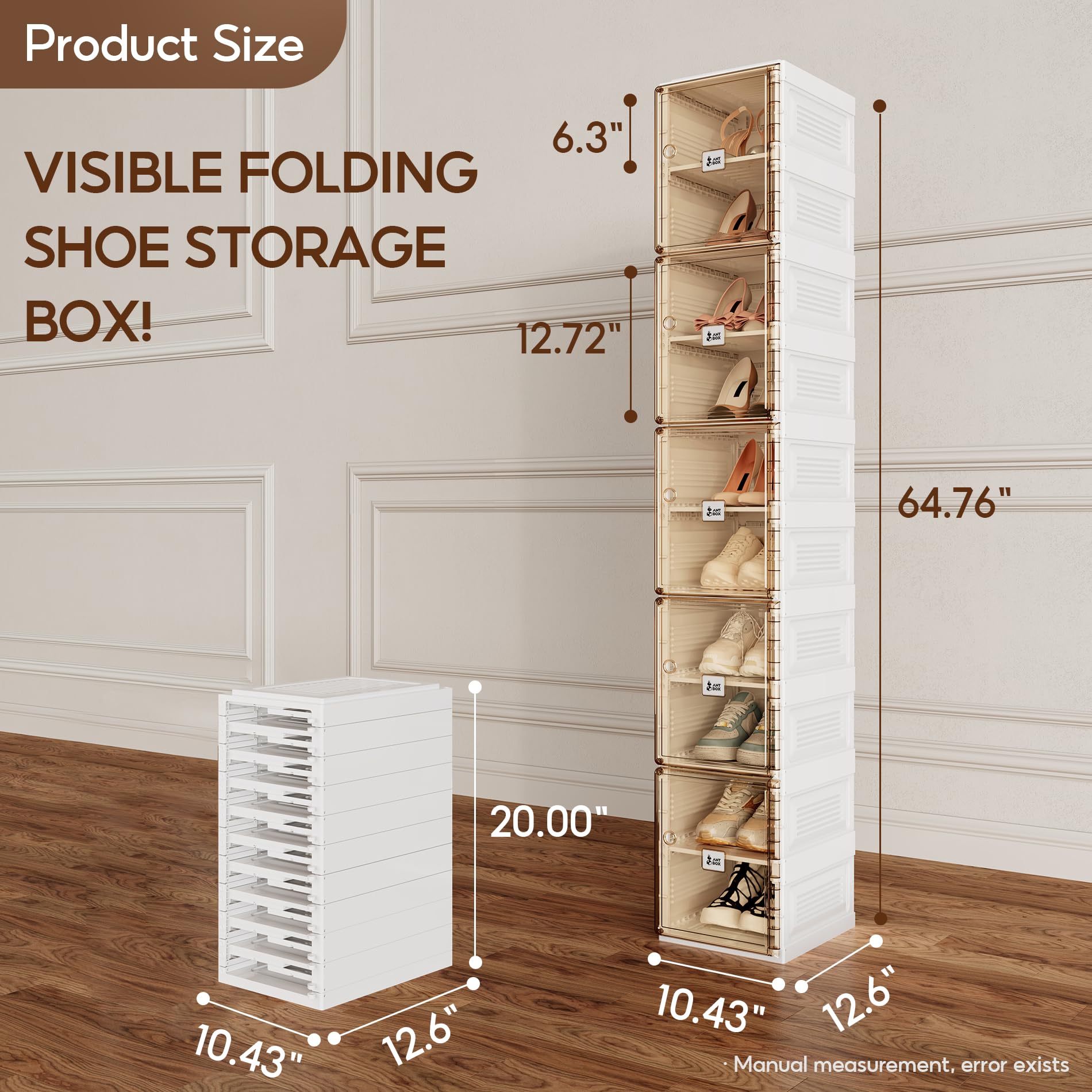 Snapklik.com : ANTBOX Shoe Organizer Storage Box, Portable Folding Shoe ...