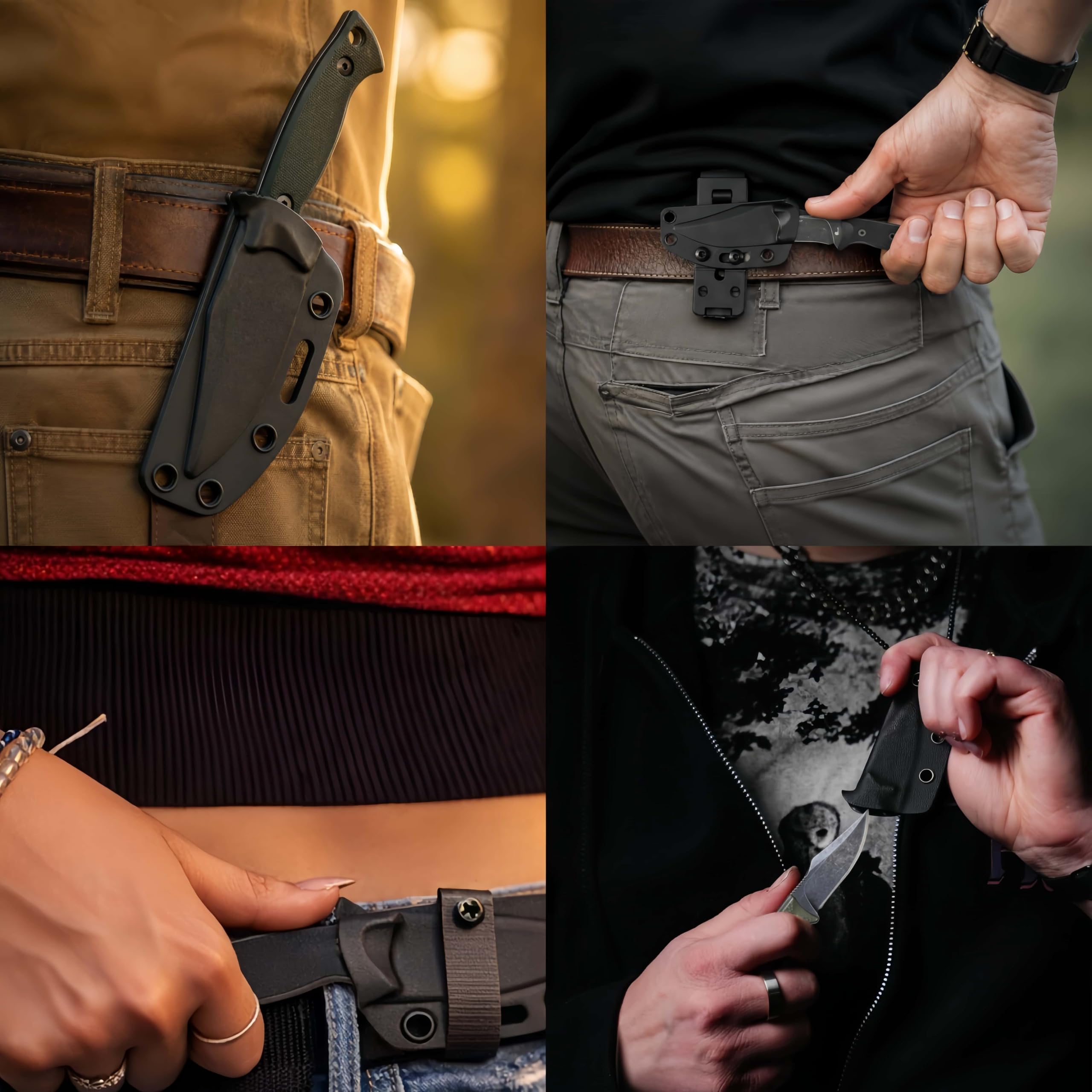Coltello da collo a lama fissa compatto da 2,4' con acciaio inossidabile D2, fodero K, clip da cintura e impugnatura G-10 di alta qualità per un trasporto confortevole (GREEN)