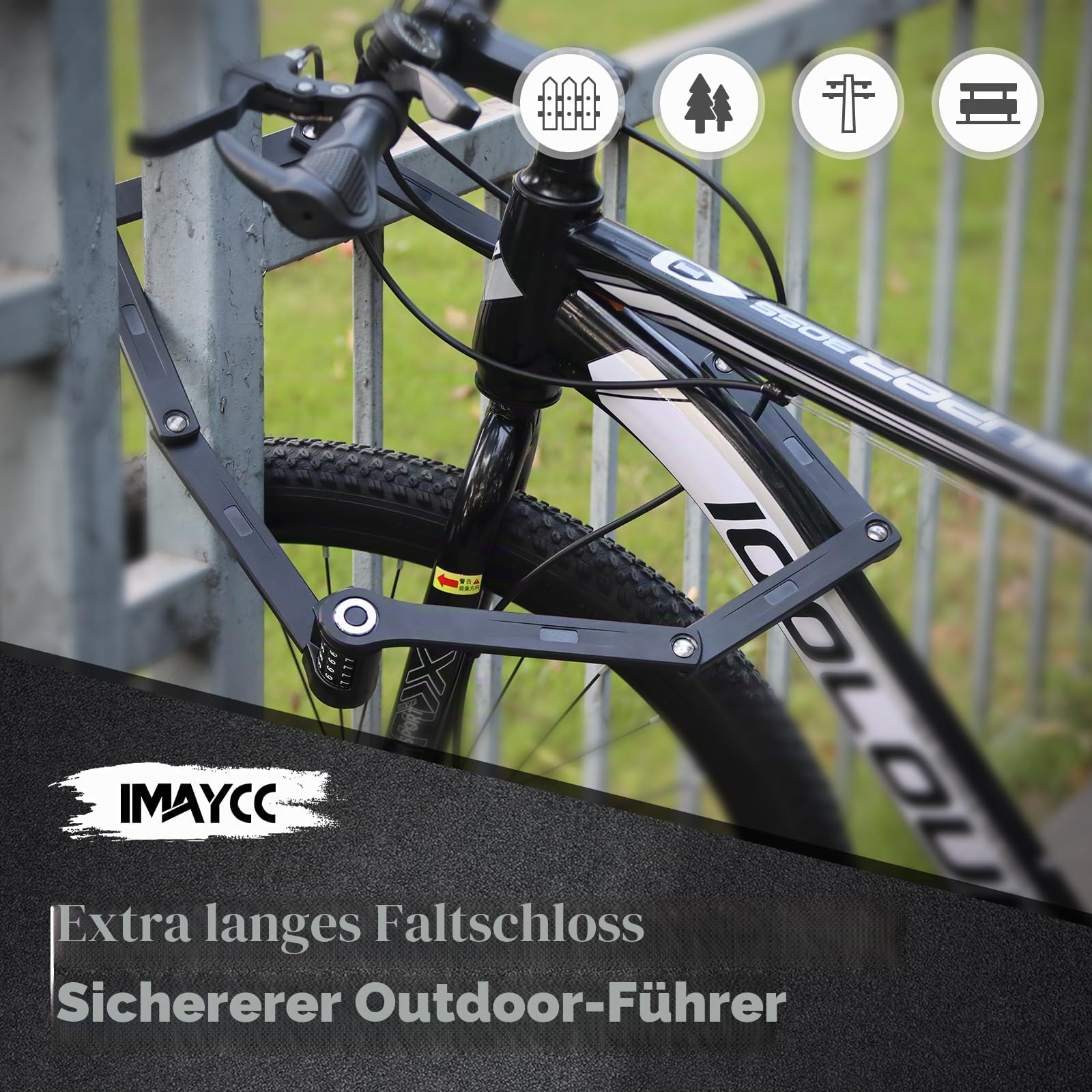 IMAYCC Fahrradschloss Faltschloss Hohe Sicherheit, 120CM Faltschloss Fahrrad Zahlenschloss, Robustes Bike Lock mit Halterung, Extra Hohen Diebstahlschutz für alle Fahrräder, E-Bikes, etc. (1.4kg)