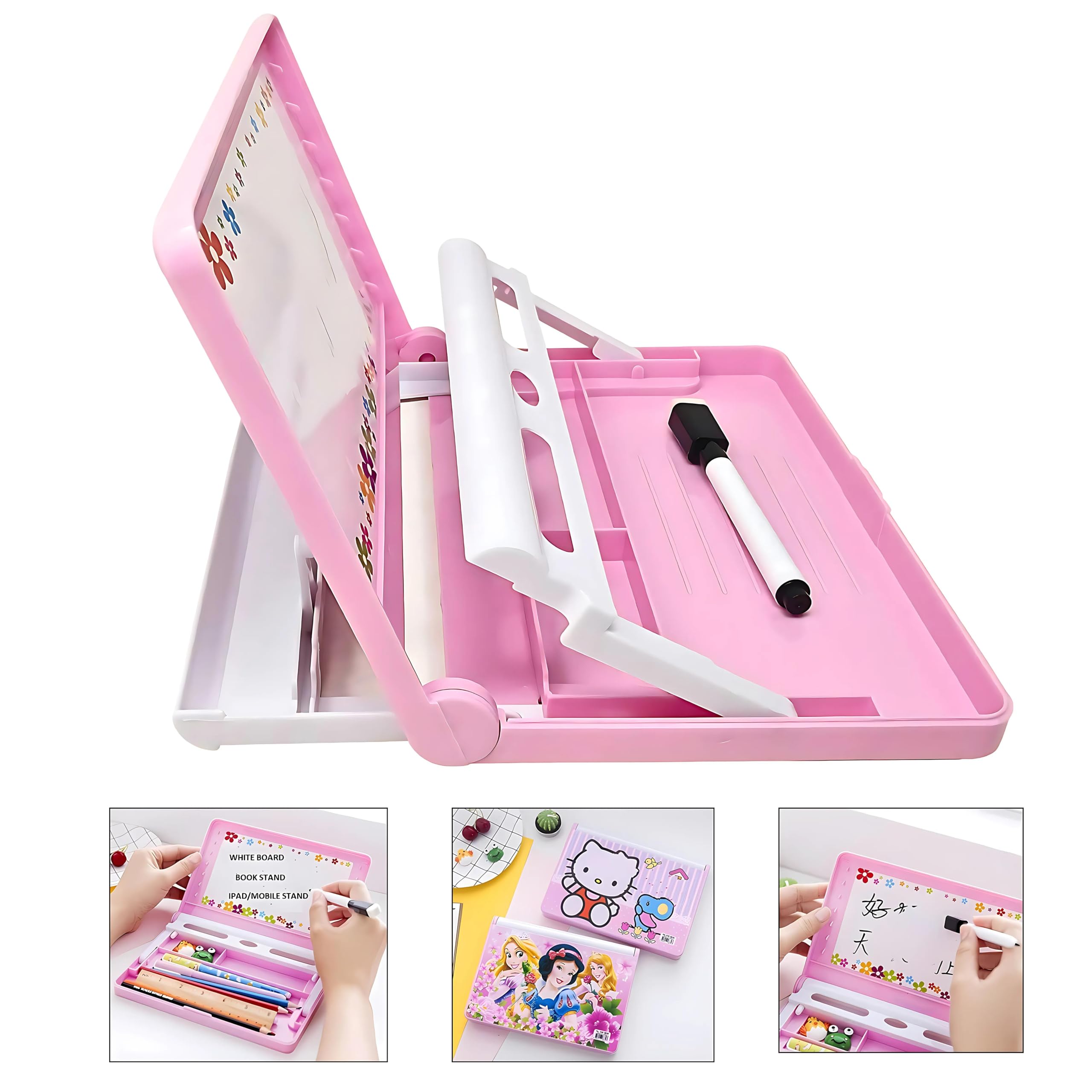 Festaceleb Space/Kitty/Unicorn Multifunctional Stationery Organiser for Kids, Pink Plastic Pencil Box with Utility Bookshelf and Drawing Board (Pink) (B0D94RVLQ2) Amazon Price History, Amazon Price Tracker