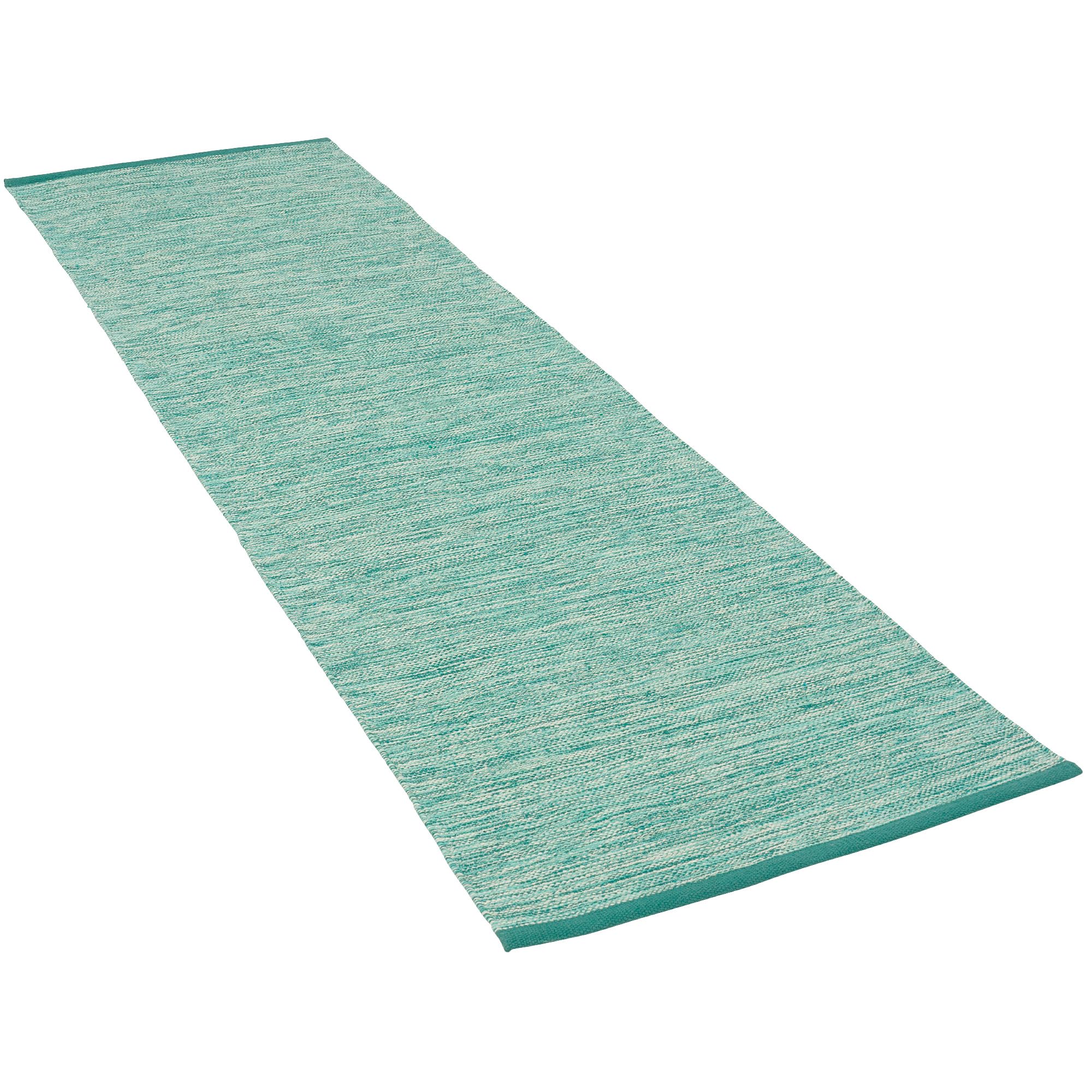 Pergamon Tapis Kilim en Coton Naturel - Couloir, Turquoise Chinée, Durable et Facile à Nettoyer - Idéal pour Salon, Couloir ou Chambre