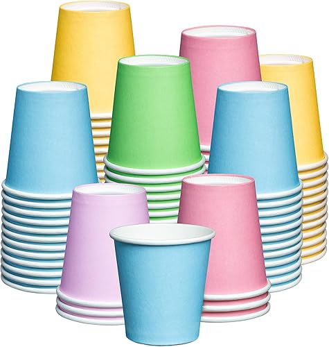 GUSTO 3 onzas  300 vasos de papel pequeños, mini vasos desechables para enjuague bucal para baño, varios colores (paquete anteriormente cómodo)