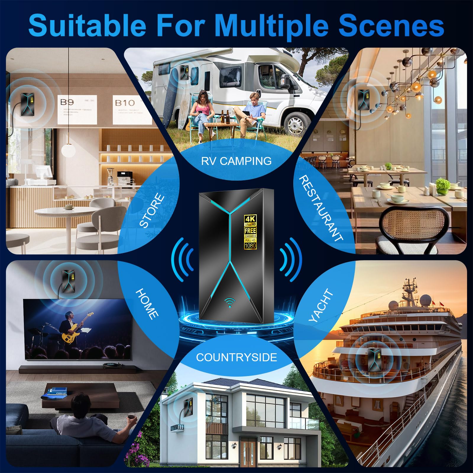 Antena de TV mejorada 2026, antena HDTV de largo alcance de 3500 millas con amplificador de señal, soporta 4K 8K 1080p para interiores y exteriores, cable coaxial de 26 pies compatible con televisores