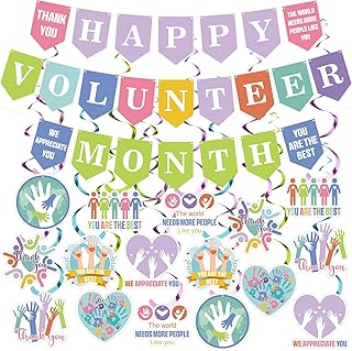 35 Pcs Volunteer Decorations Thank You Volunteers Happy National Volunteer Week Month Banner We Appreciation You Banner Colorful Hanging Swirls Wall Decor Holiday Festival Celebrating