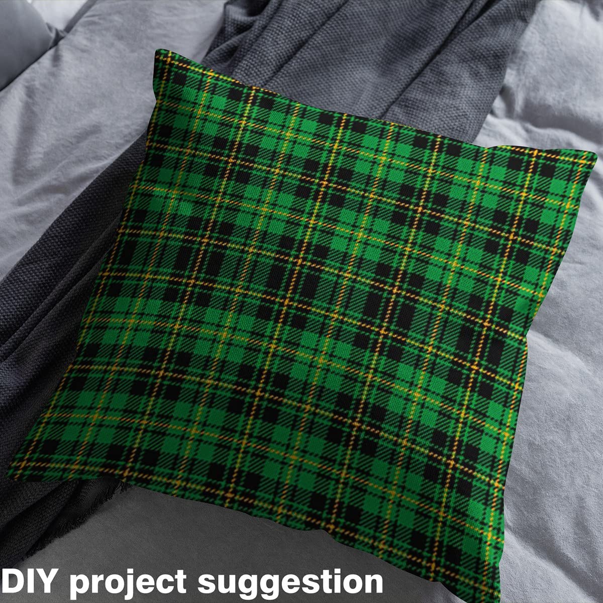 Buffalo Check Upholstery Fabric for Chairs,Green Black Plaid Grid Outdoor Fabric by The Yard,Rustic Geometric Tartan Fabric for Upholstery and DIY Projects,5 Yards,(L460*W150cm) Yellow Black - Image 4