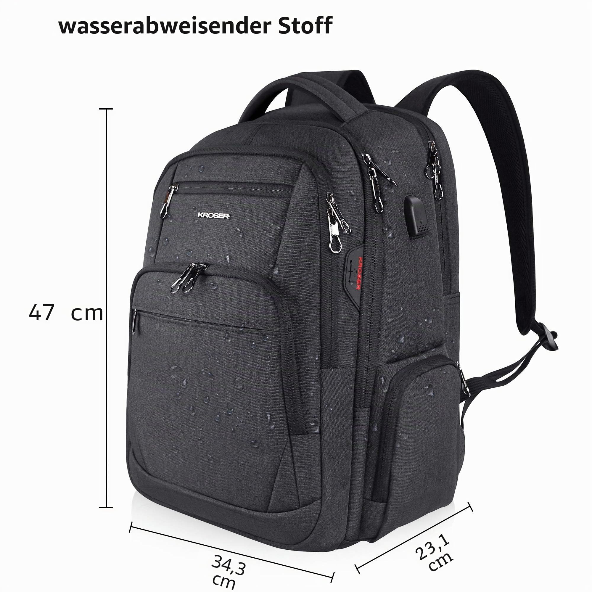 KROSER Laptop Rucksack 17-17,3'' Business Rucksack Schulrucksack