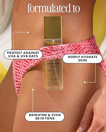Truly Beauty Solar Baby SPF 45 Invisible Sunscreen Oil for Sensitive Skin | Lightweight Body Oil Sunscreen for Glowing Skin | Broad Spectrum UVA/UVB Protection | No White Cast | 3.1 Fl Oz