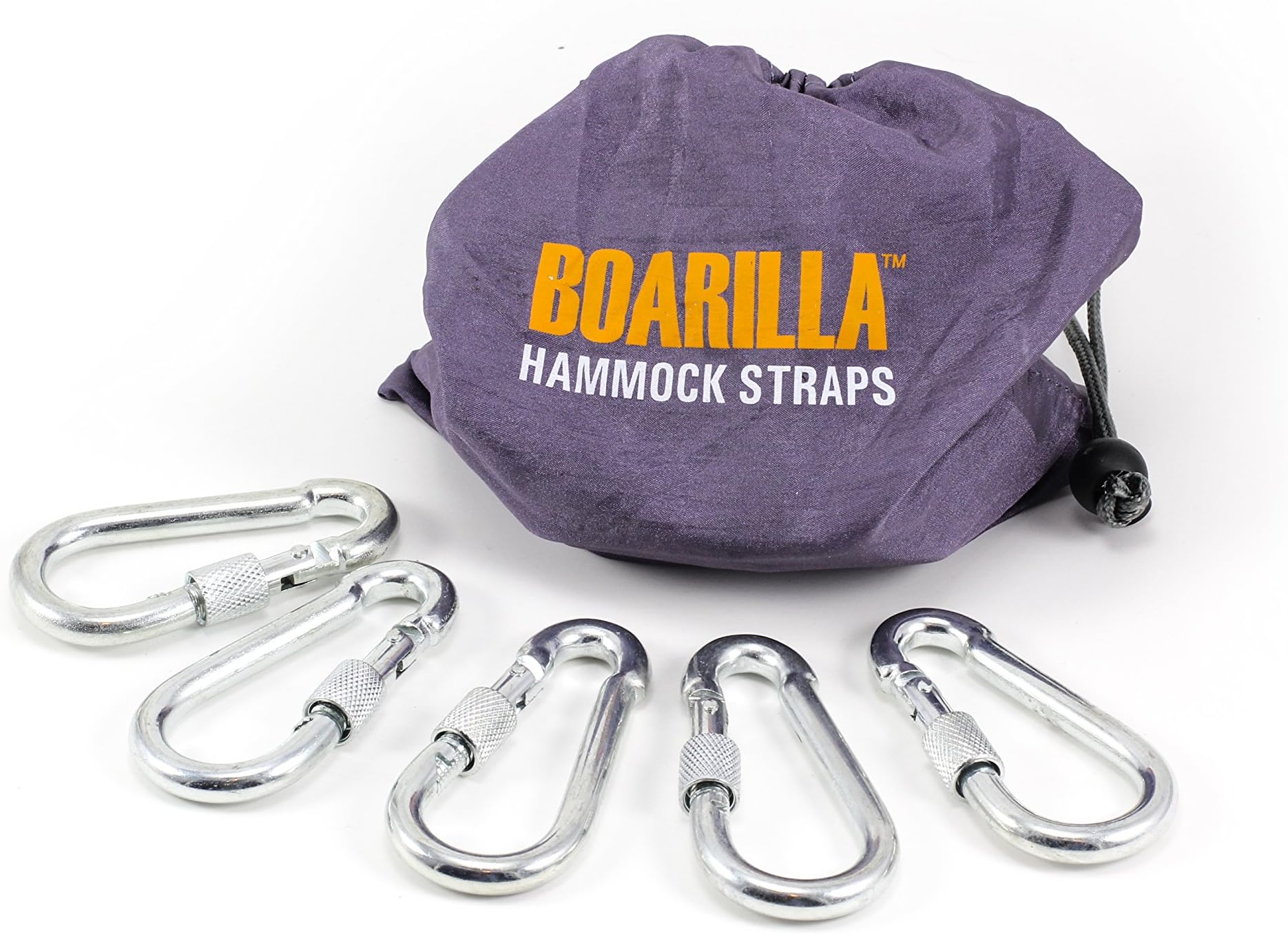 5 Count Chrome Steel Carabiner Keychain D-Ring Locking Twist Hook Lock Key Chain for Camping Hiking Fishing Traveling Outdoor EDC Gear | Not for Climbing | Bonus Carrying Bag