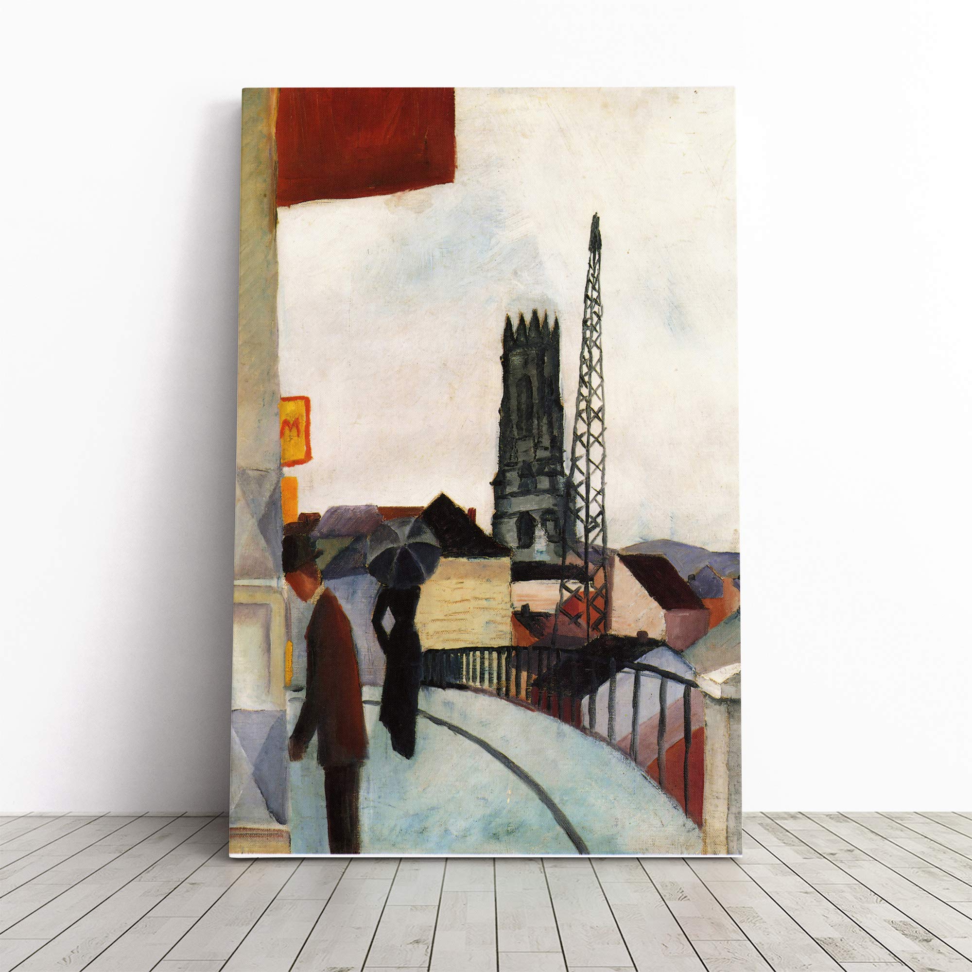 August Macke Cathedral Canvas Print | Gallery Wrapped 30mm Frame Wall Art | 20x14 inches | Ready to Hang | Modern Cityscape Picture | Living Room Bedroom Lounge Office