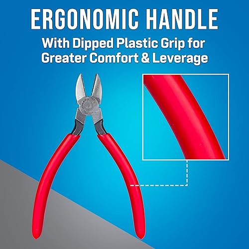 Miniatura 4 de Jonard JIC-7858 Telecom Alicates de corte diagonal de punta cónica con mango de plástico rojo, 6-1/2 pulgadas de longitud