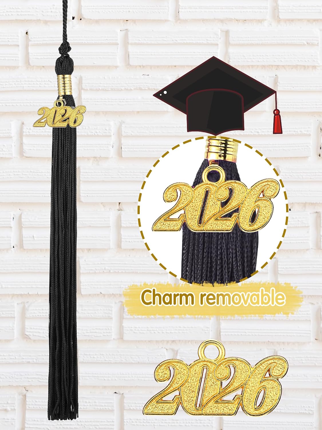 Geyoga Preschool and Kindergarten Graduation Gown and Cap, Tassel with 2026 Charm for Child