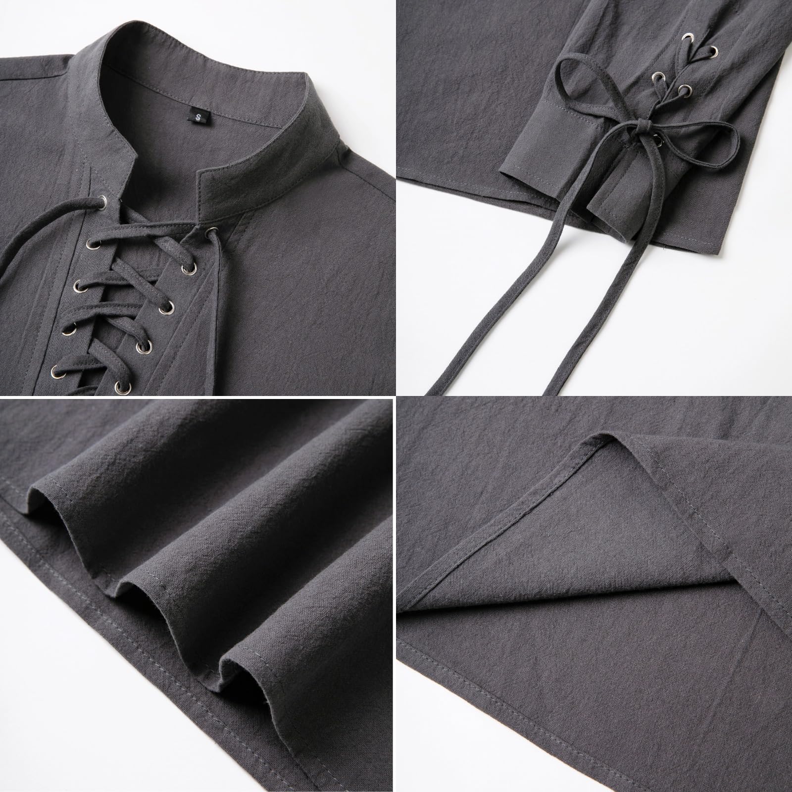 Snapklik.com : Mens Medieval Shirt Vintage Long Sleeve Lace Up Pirate ...