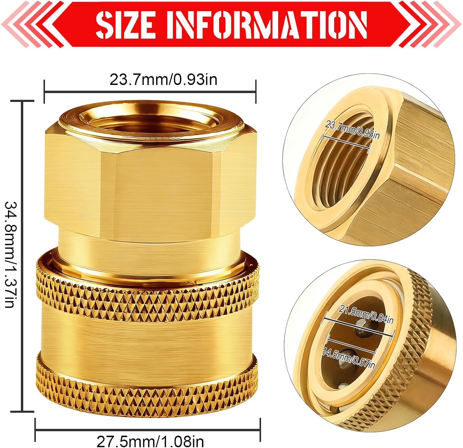 Pressure Washer Couplers Brass Fittings, 2 Pack 3/8 inch Quick Connect to Female NPT Socket (3/8 inch NPT)