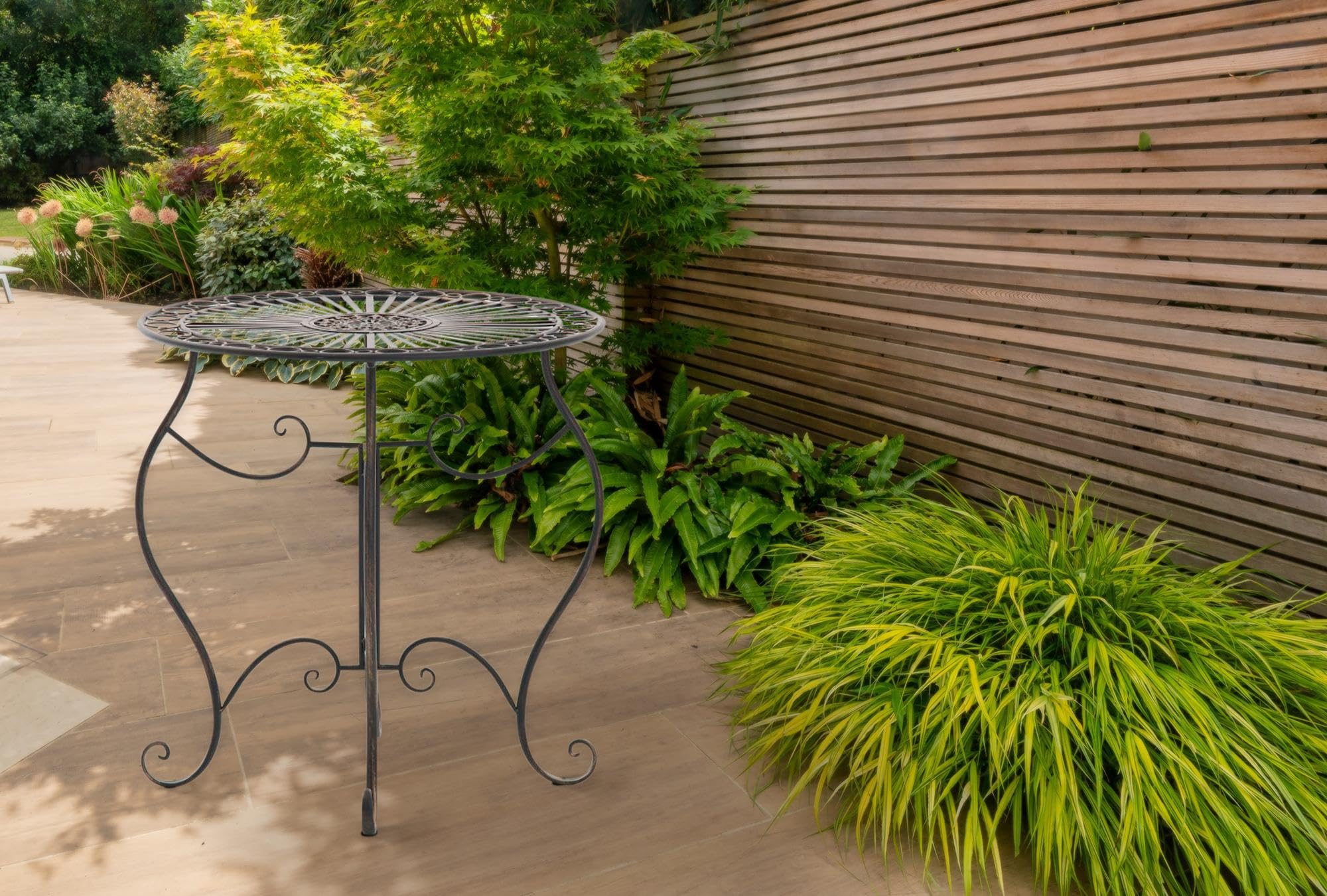 CLP Tavolo in Ferro Indra | Tavolo in Metallo dal Design nostalgico per Giardino, Balcone | Tavolo bistrot Rotondo Resistente alle intemperie, Facile da Pulire, Colore:Bronzo