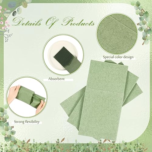 Miniatura 5 de Seajan 120 servilletas de color verde salvia de 2 capas de 16 x 16 pulgadas, servilletas desechables de lino suave de lino suave, toallas de mano