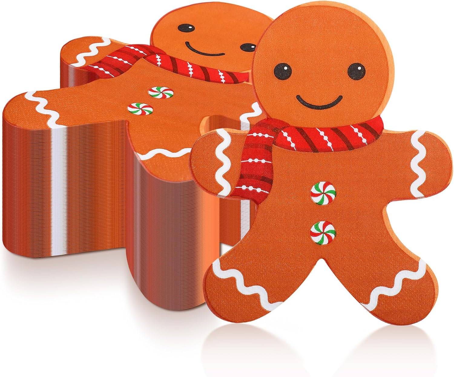 100 Christmas Napkins Bulk 3 Ply Disposable Paper Christmas Guest Napkins Xmas Disposable Hand Towels for Christmas New Year Winter Holiday Dinner Party Supplies(Gingerbread Man, 6.5 x 6.5 in)