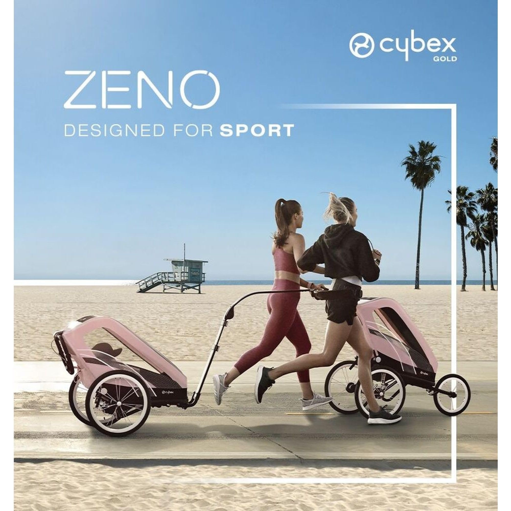 Cybex Remorque Multisport ZENO, 6 mois à 4 ans, 111 cm, 22 kg, Rose Silver Pink