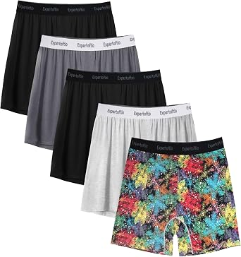 Cotton Boxers for Men Loose Fit Mens Underwear Boxer Shorts Soft Mens Boxer Pack, Breathable, Button Fly, Knit