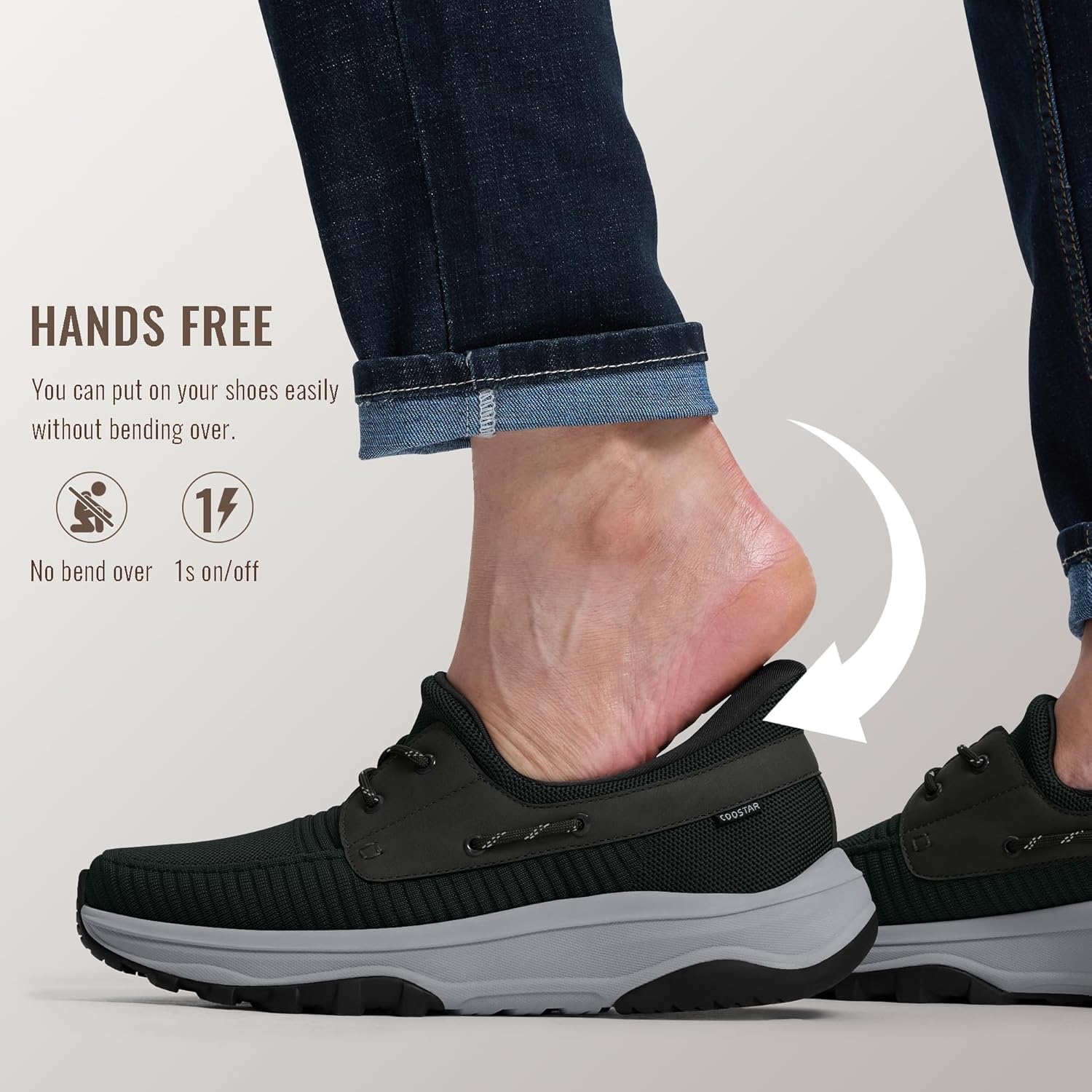 Slip On Shoes for Men Orthopedic Walking Shoe with Arch Support Hands Free Loafers Casual - Image 3