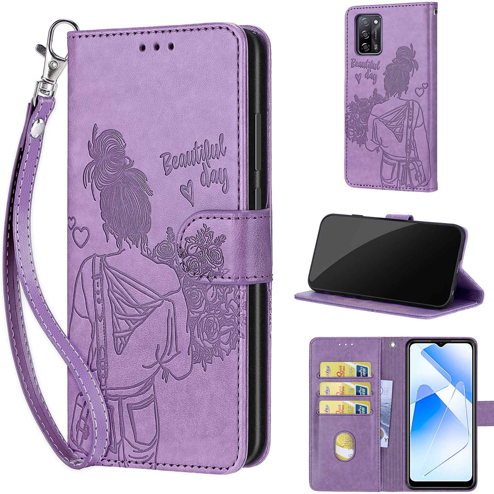 Compatibile Cover con Oppo A16s/ Oppo A16 4G,Premium Pelle PU Portafoglio Flip Libro Custodia Cover per Oppo A53s 5G/ Oppo A54S [Protezione Completa] (Grigio Farfalla