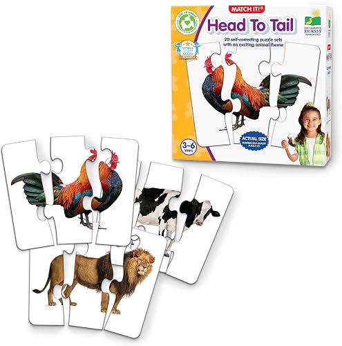The Learning Journey Match It! - Gra logiczna Head To Tail dla dzieci - Pomaga w rozwoju dziecka, rozwiązywaniu problemów i umiejętności społecznych - 20 samokorygujących zestawów puzzli - dla dzieci