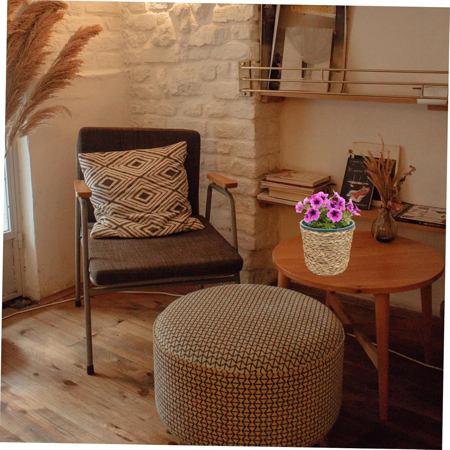 Straw Woven Flower Pot Basket for Indoor Planting 15.5x14 Cm Decorative Plant Pot Storage Basket Suitable for Office Home Garden image 5