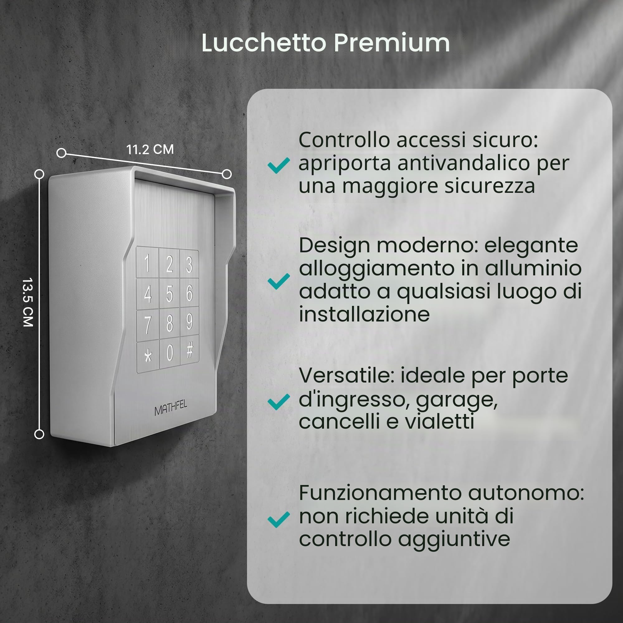 MATHFEL Smart Lock Serratura elettronica per porta d'ingresso - Serratura a codice resistente alle intemperie IP66, 2 apriporta con codice, serratura intelligente, serratura automatica, antracite