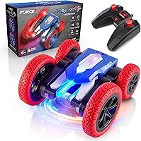 Vista 7 de Force1 Tornado Blue - Auto de control remoto con LED para niños - Conducción de doble cara, autos RC rápidos con giros de 360°, auto RC todoterreno