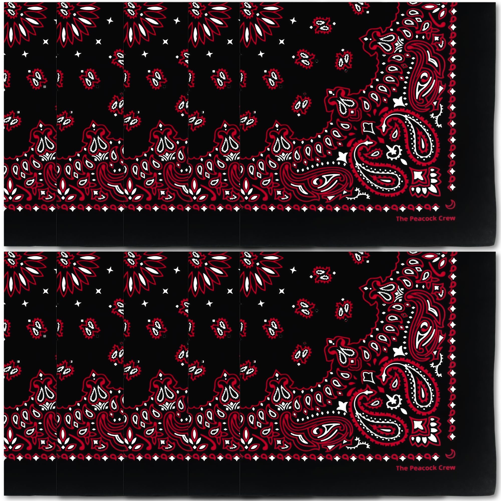 The Peacock Crew Premium Soft Cotton Bandanas Pack for Men and Women Paisley 22 x 22 inches