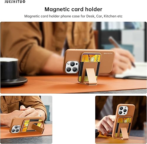 Miniatura 5 de JUESHITUO Funda magnética para iPhone 15 Pro Max con tarjetero cartera magnética súper fuerte con soporte compatible protección contra caídas de