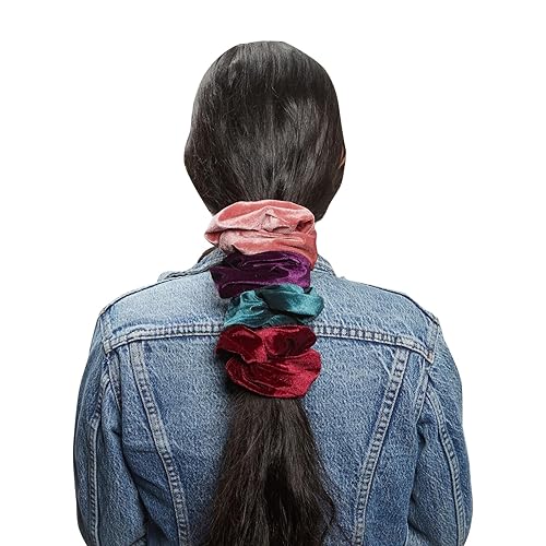 Miniatura 5 de 8 coleteros de terciopelo jumbo para niñas, mujeres, bandas elásticas, lindos accesorios de peinado, 8 colores
