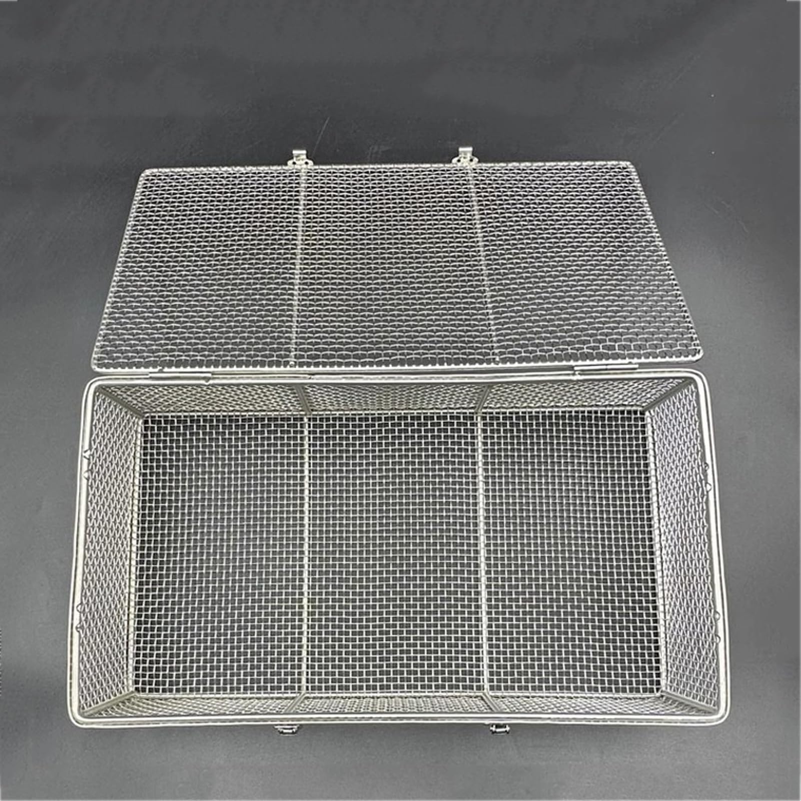 Cesta de esterilización de acero inoxidable 304, bandeja de desinfección perforada de malla con tapa para instrumentos médicos, caja esterilizada