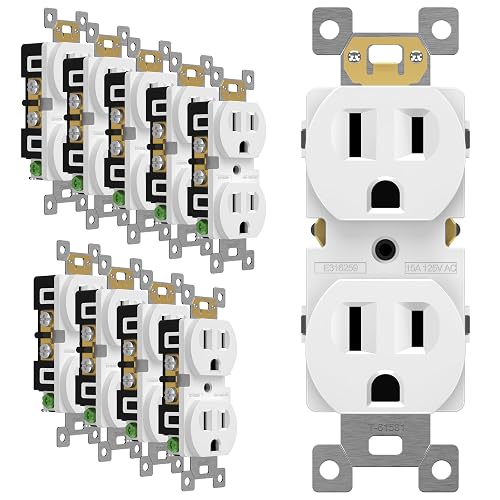 ENERLITES 10 Pack Duplex Wall Outlet, 15 Amp Electrical Receptacle,