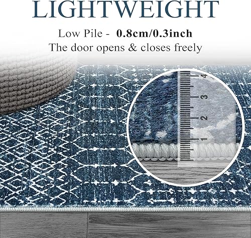 Miniatura 2 de Lahome Alfombras marroquíes de interior para entrada, alfombra de área de 2 x 3, parte trasera antideslizante, lavable, tapetes de bajo perfil,