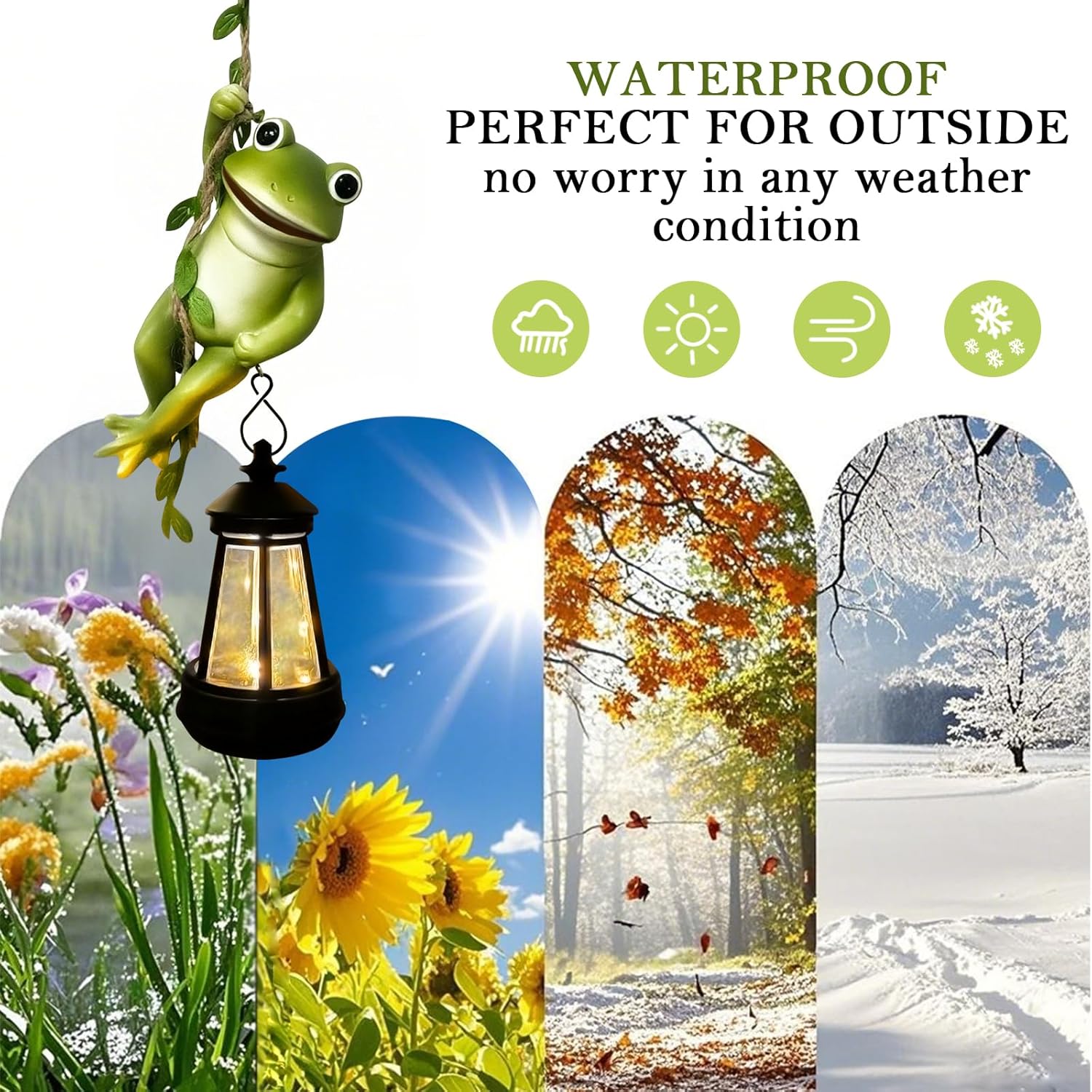 Solar Frogs Outdoor Garden Statues, Christmas Hanging Climbing Rope Frog on a Vine with Lantern Tree Hugger Figurine Lights for Outside Yard Art Sculptures Porch Balcony Wall Decor, Funny Gifts - Image 5