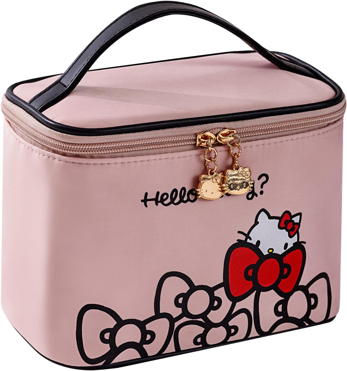Makeup Bag Large Waterproof Cosmetic Bags with Makeup Brush Holder,Cute Printed Makeup Organizer for Women Traveling,Portable Toiletry Bag for Girls
