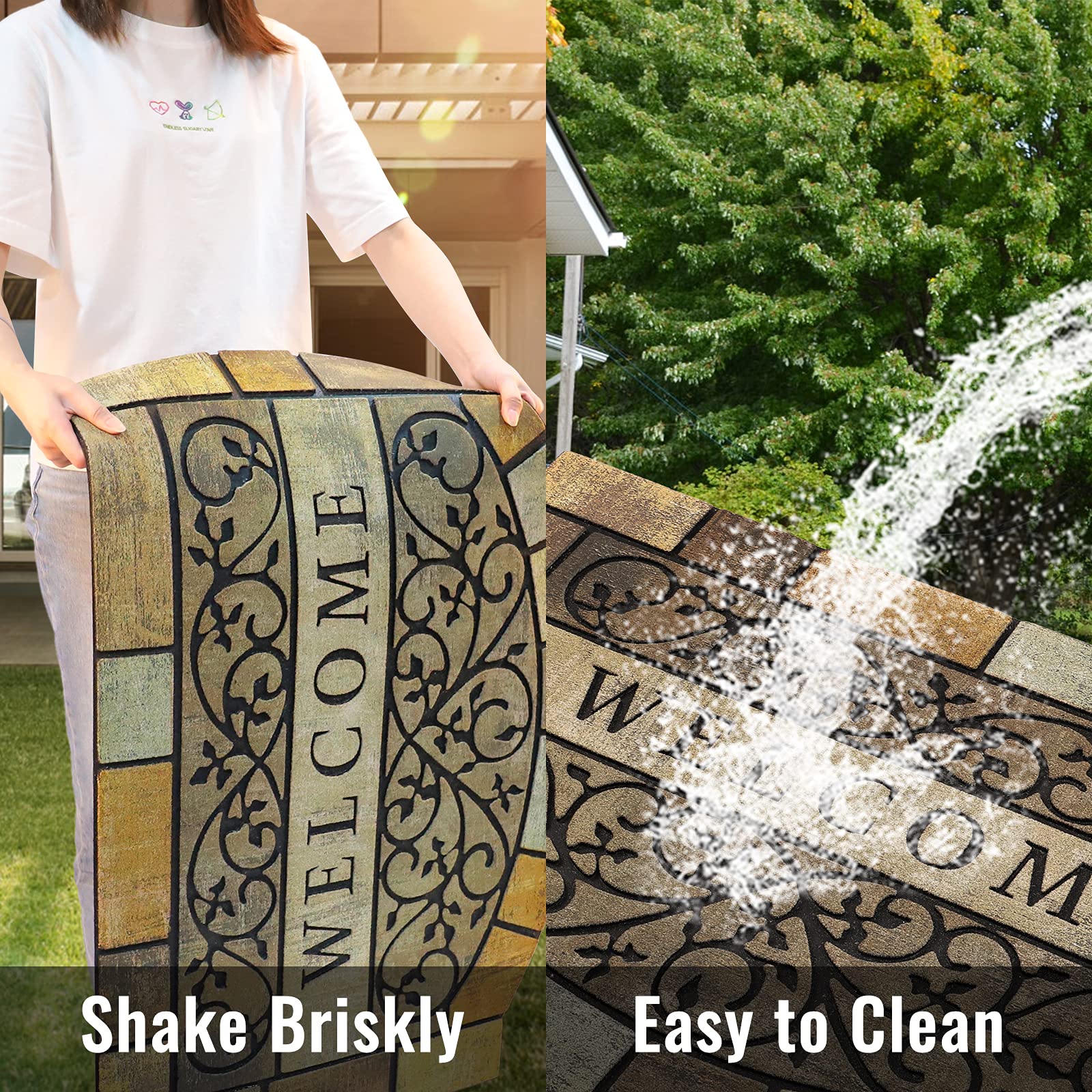 MTOUOCK Durable Door Mats, 23"x35" Inches Heavy-Duty Welcome Mat for Front Door with Non-Slip Rubber Backing, Commercial Outside Doormat, Outdoor Rug for Garage, Patio, High Traffic Area