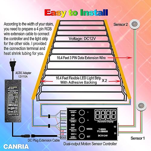 Miniatura 9 de PIR Sensor de movimiento LED Luces de escalera para interiores y exteriores Escalera Escalera Kit de iluminación con 3000K blanco cálido COB