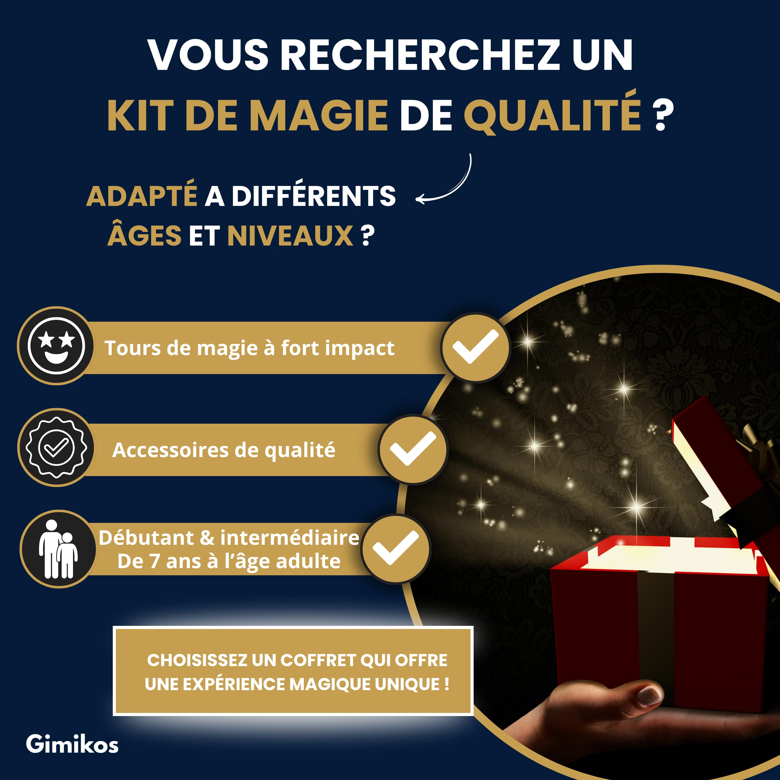 Boîte de Magie Enfant, Ado & Adulte - Édition 2 : Nouveaux Tours Exclusifs | Coffret Magicien avec 50 Illusions Inédites et Accessoires Magiques | Mallette Cadeau dès 7 Ans pour Noël ou Anniversaire
