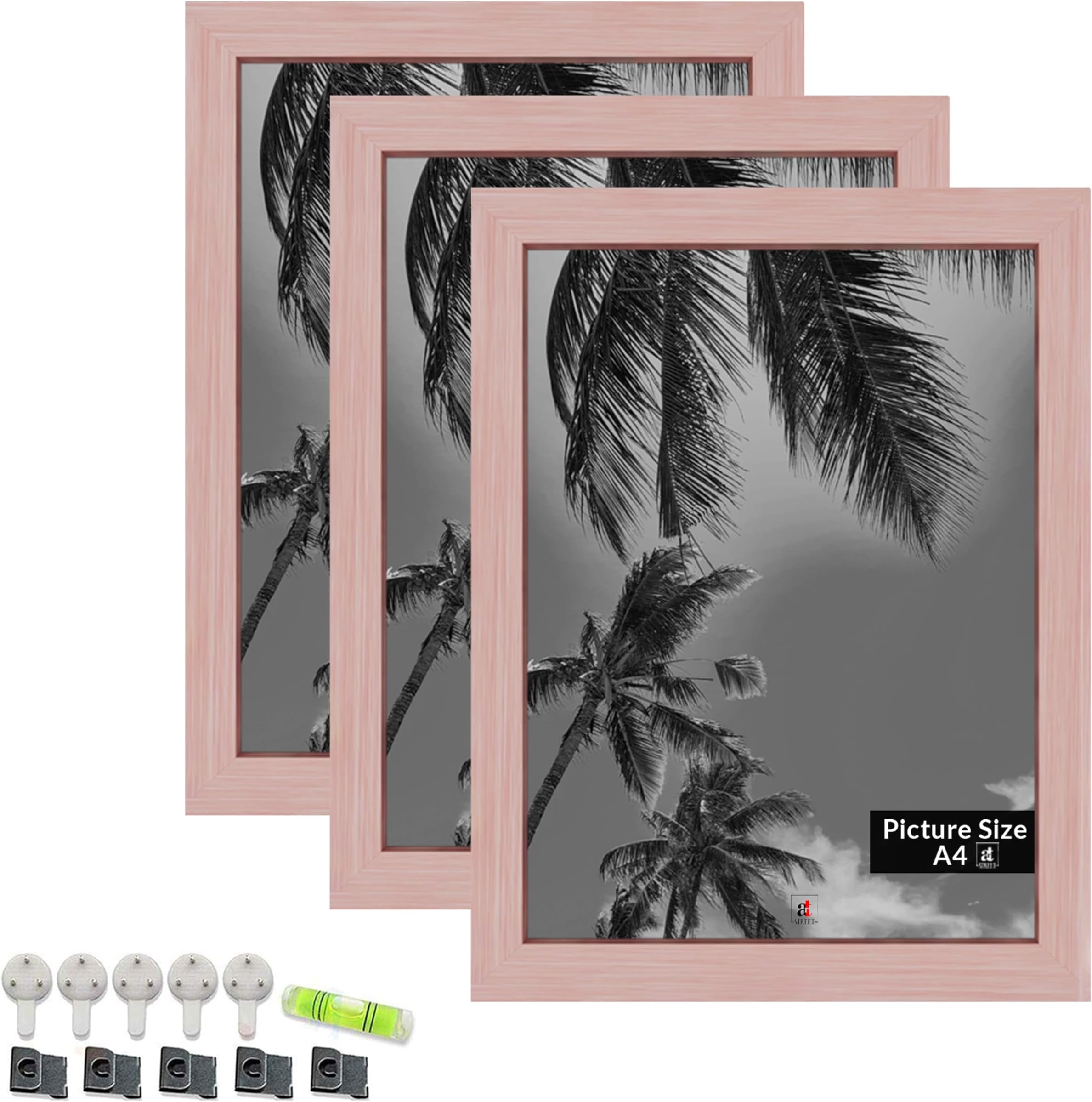 Art Street A4 Size Certificate, Document Photo frames Set Of 3 For Home Decoration, Living Room, Office Decoration (Pink, Size: 8" x 12")