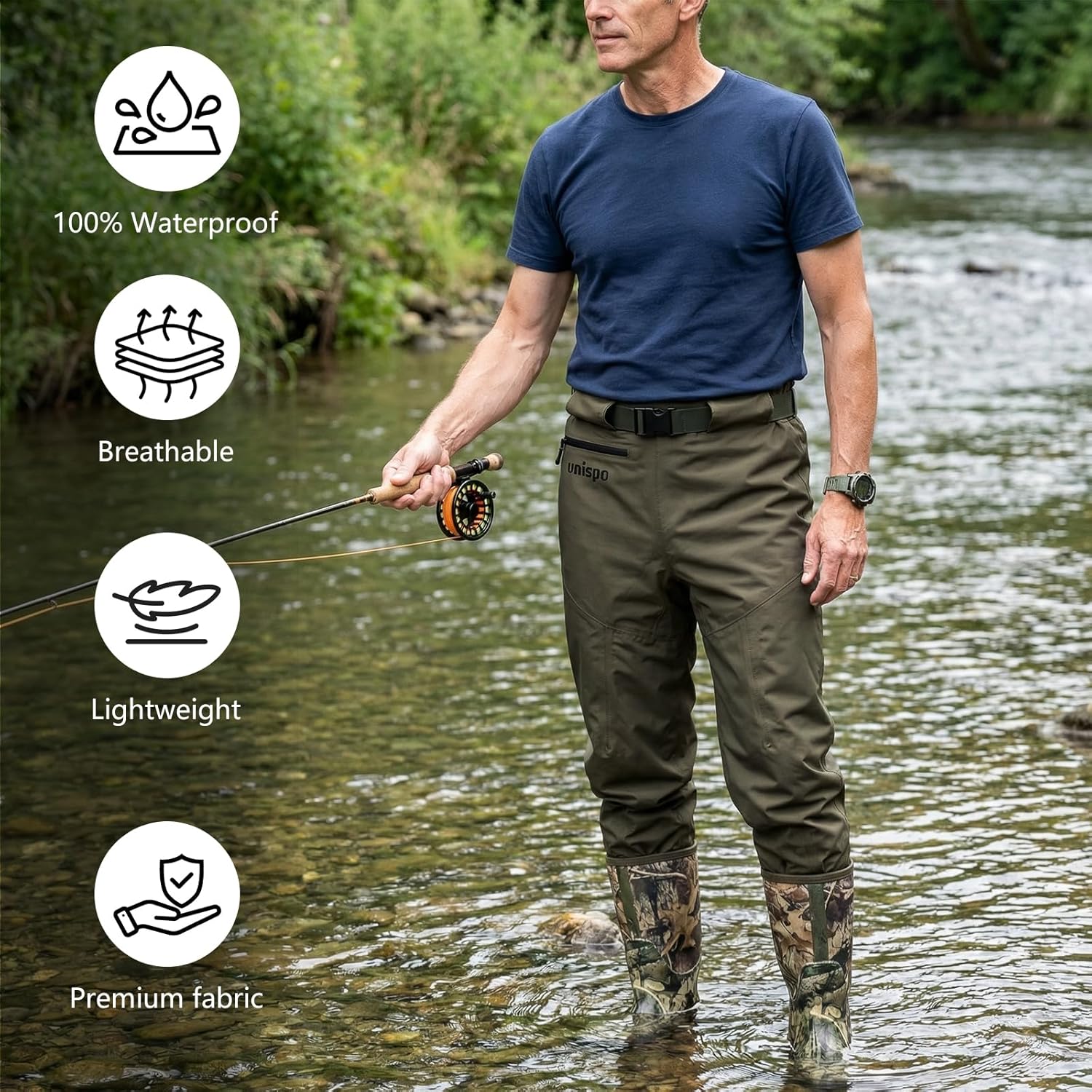 Breathable Stockingfoot Fishing Waist High Pant Waders