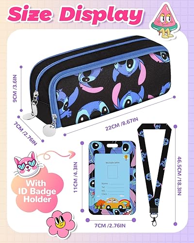 Miniatura 4 de Trendy Fan Trendy Fun - Estuche grande para lápices, gran capacidad, 3 compartimentos, estuche para lápices con cremallera de personajes de dibujos