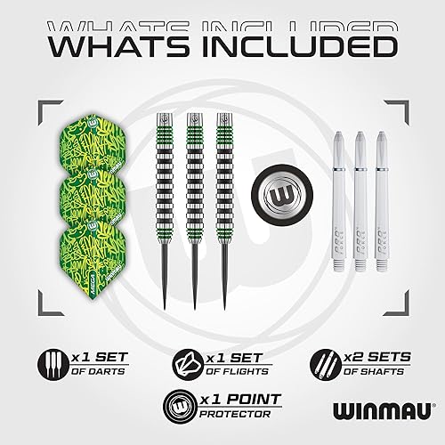Miniatura 9 de Winmau Advance 500 Series - Juego de dardos profesionales de tungsteno con vuelos y ejes (tallos)