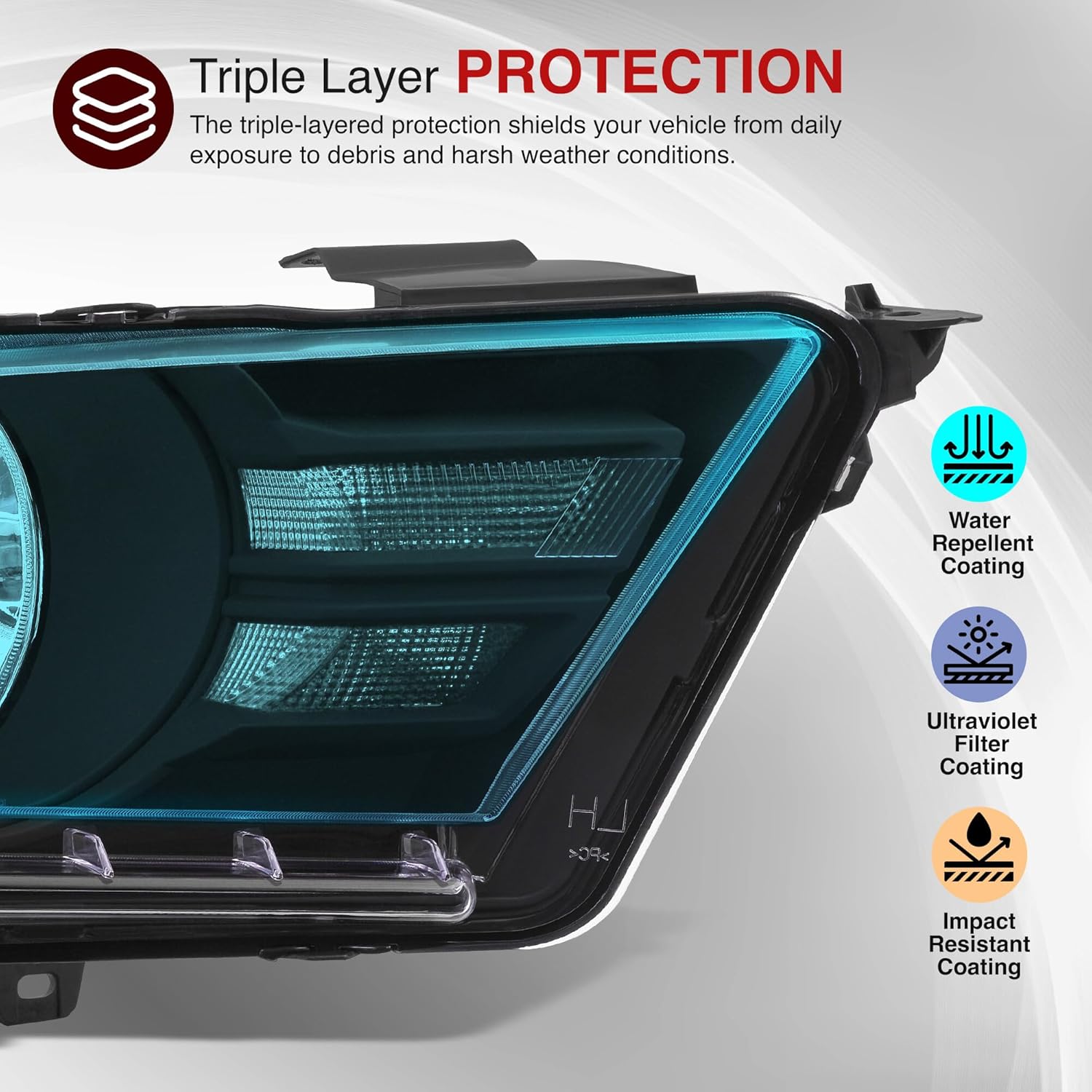 AJP Distributors Black Housing Clear Lens Signal Reflector Headlights Bumper Lights Driving Lamps Assembly Pair LH & RH Compatible/Replacement for Mustang S197 2010 2011 2012 2013 2014 10 11 12 13 14