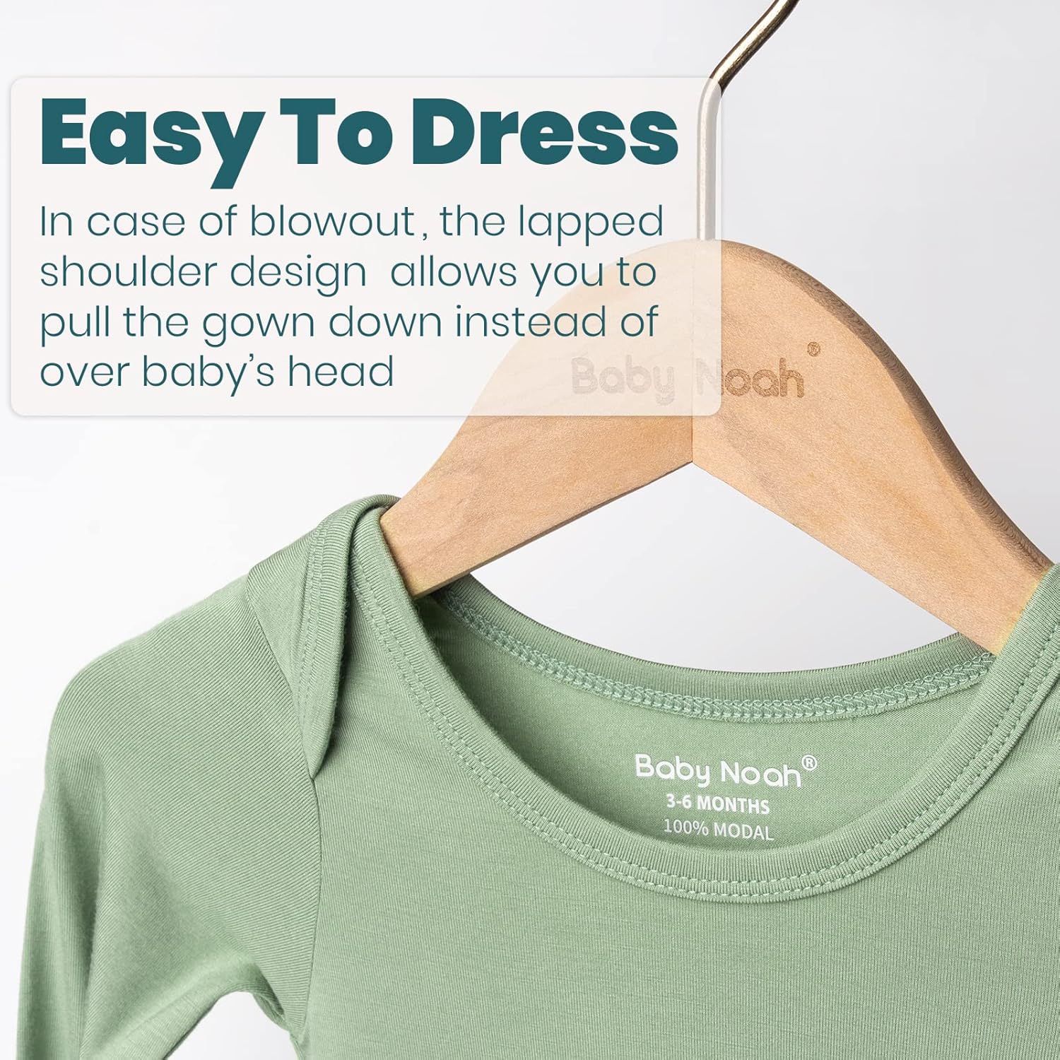 2Pk Newborn Baby Knotted Gown, Super Soft Silky Infant Long Sleeve Sleeper for Baby Sleeping with Hat Green Camel (2 Packs, Size Newborn) - Image 3