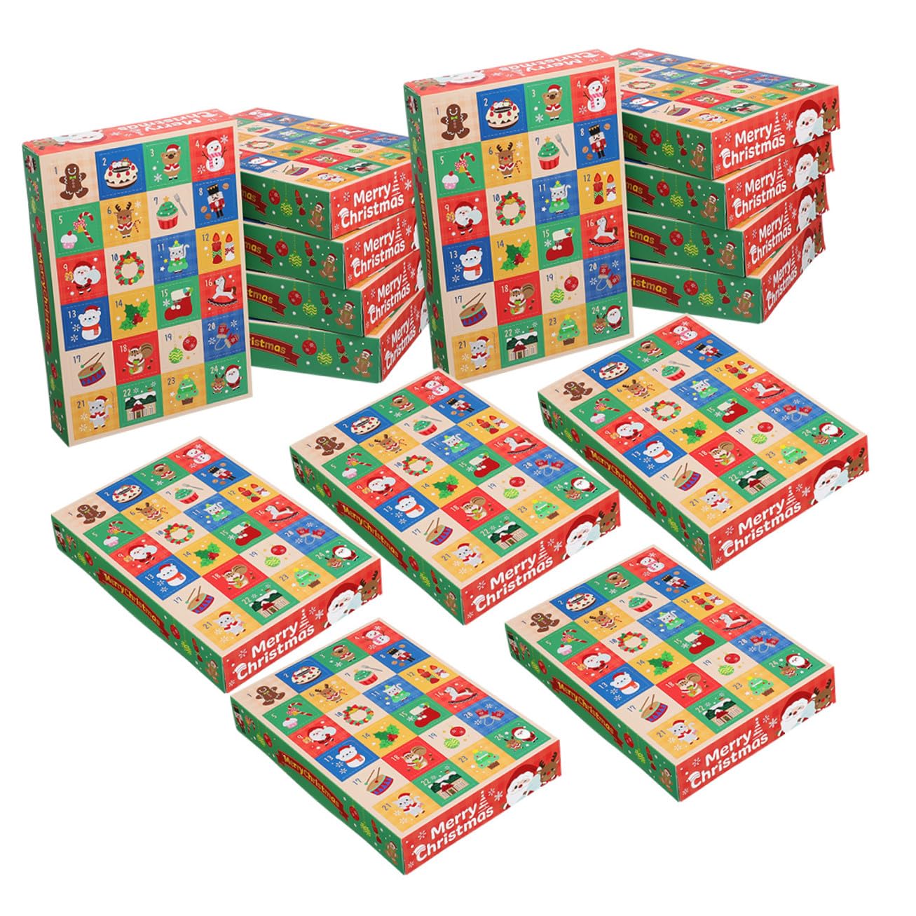 15 Pezzi Calendario Avvento Natale Scatole di Carta da Riempire con Scomparti per Caramelle e Dolcetti Giochi Interattivi Famiglia e Festa Calendario Festivo per Casa e Ufficio